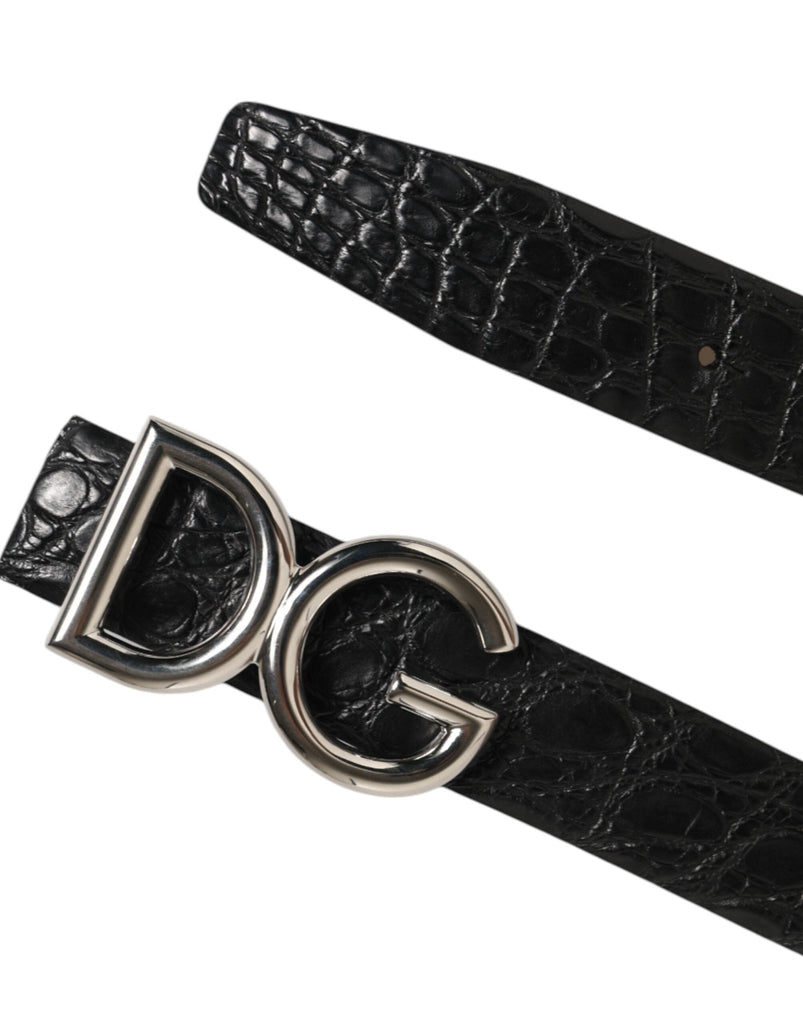 Dolce & Gabbana Black Exotic Leather DG Logo Buckle Belt - Beyzy Store - Dolce & Gabbana