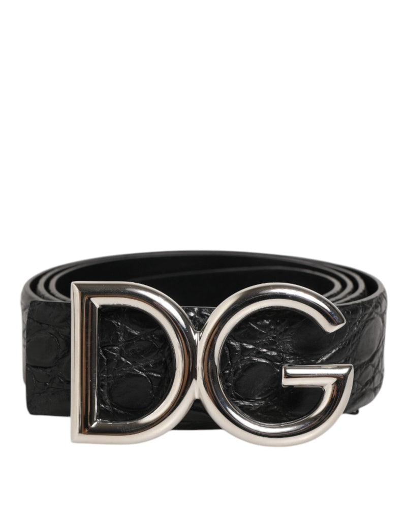 Dolce & Gabbana Black Exotic Leather DG Logo Buckle Belt - Beyzy Store - Dolce & Gabbana