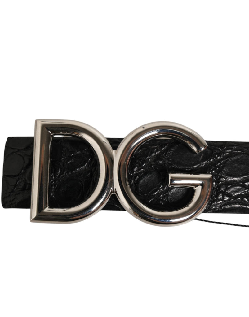 Dolce & Gabbana Black Exotic Leather DG Logo Buckle Belt - Beyzy Store - Dolce & Gabbana