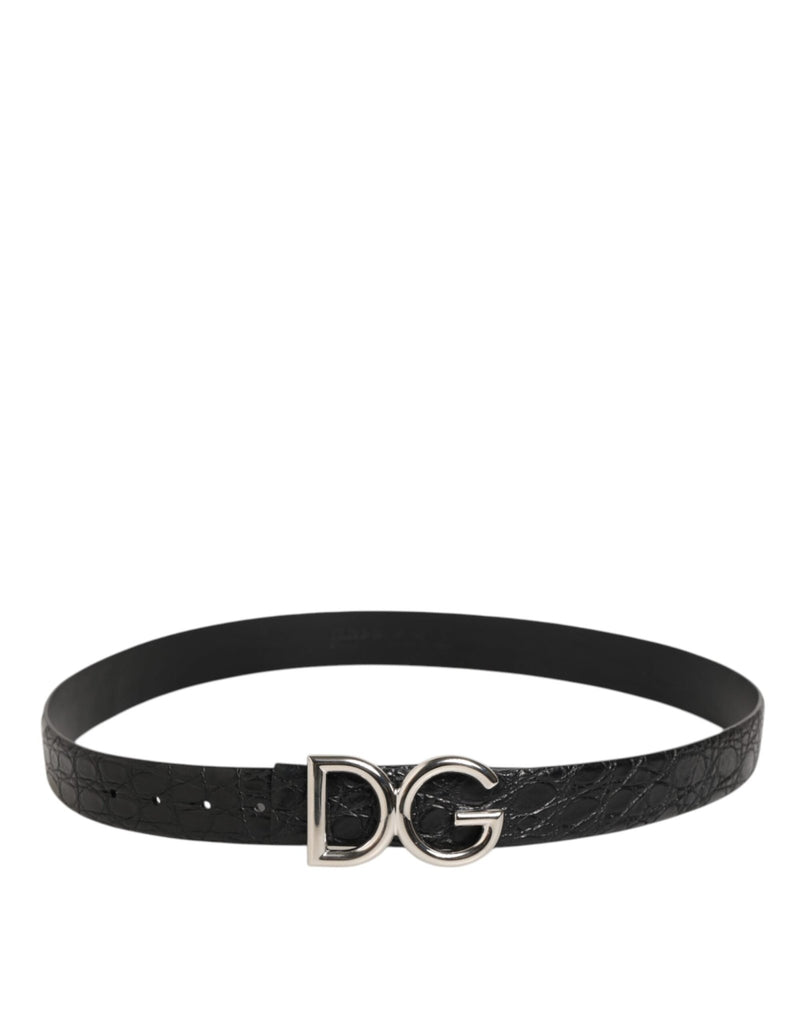 Dolce & Gabbana Black Exotic Leather DG Logo Buckle Belt - Beyzy Store - Dolce & Gabbana