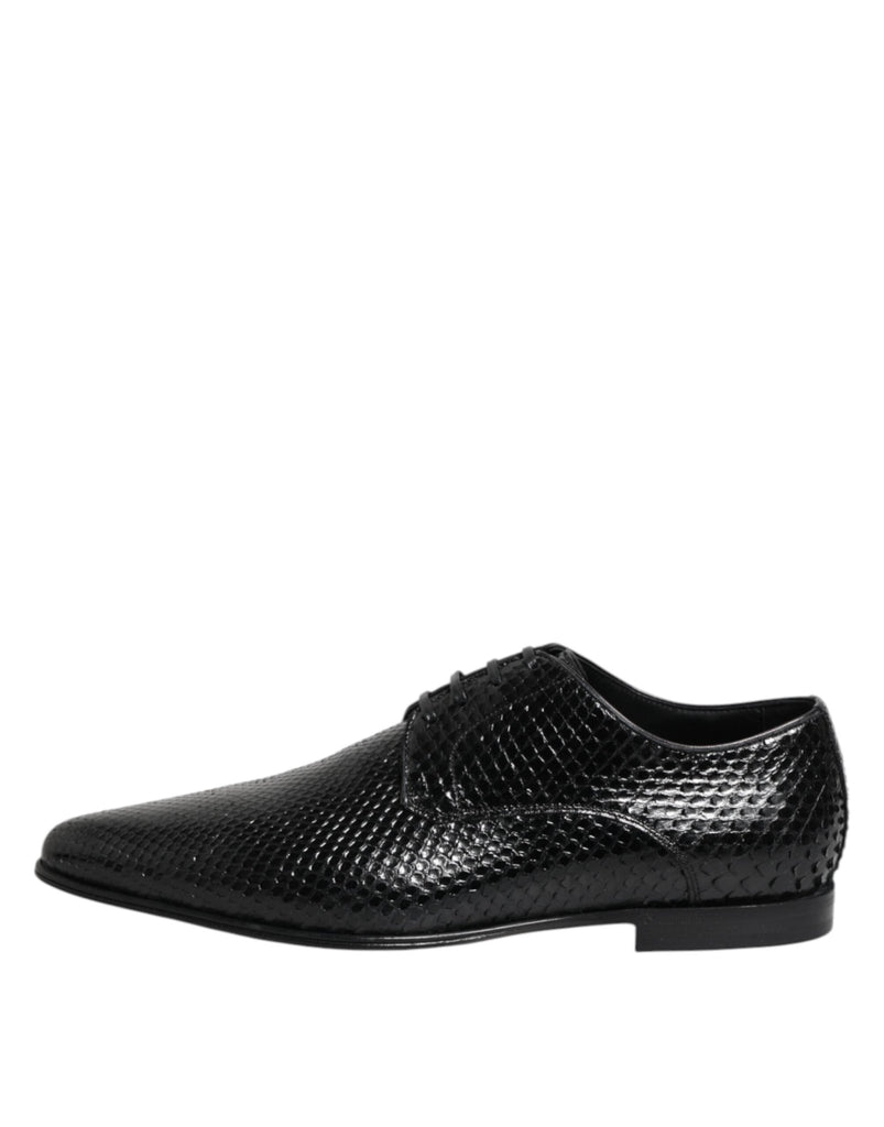 Dolce & Gabbana Black Exotic Leather Lace Up Derby Shoes - Beyzy Store - Dolce & Gabbana