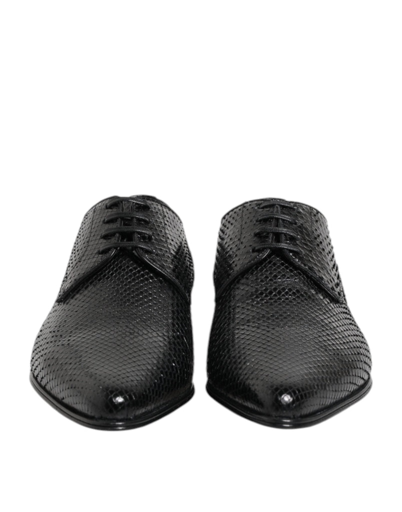 Dolce & Gabbana Black Exotic Leather Lace Up Derby Shoes - Beyzy Store - Dolce & Gabbana