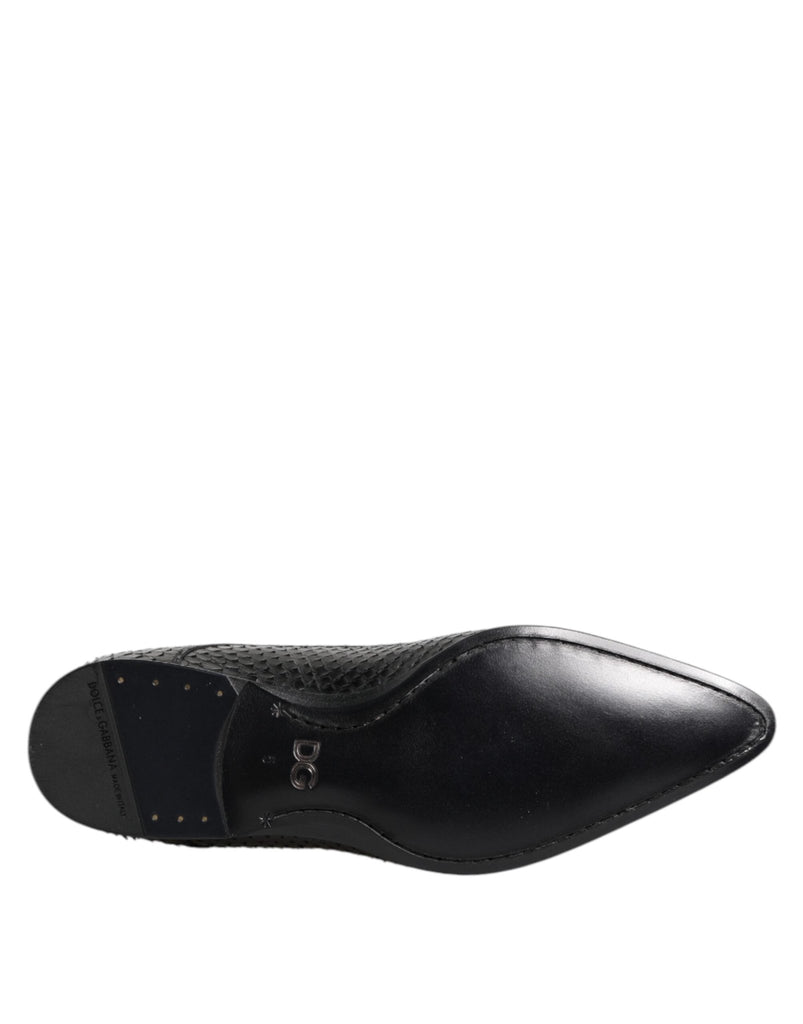Dolce & Gabbana Black Exotic Leather Lace Up Derby Shoes - Beyzy Store - Dolce & Gabbana