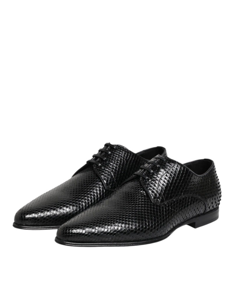 Dolce & Gabbana Black Exotic Leather Lace Up Derby Shoes - Beyzy Store - Dolce & Gabbana