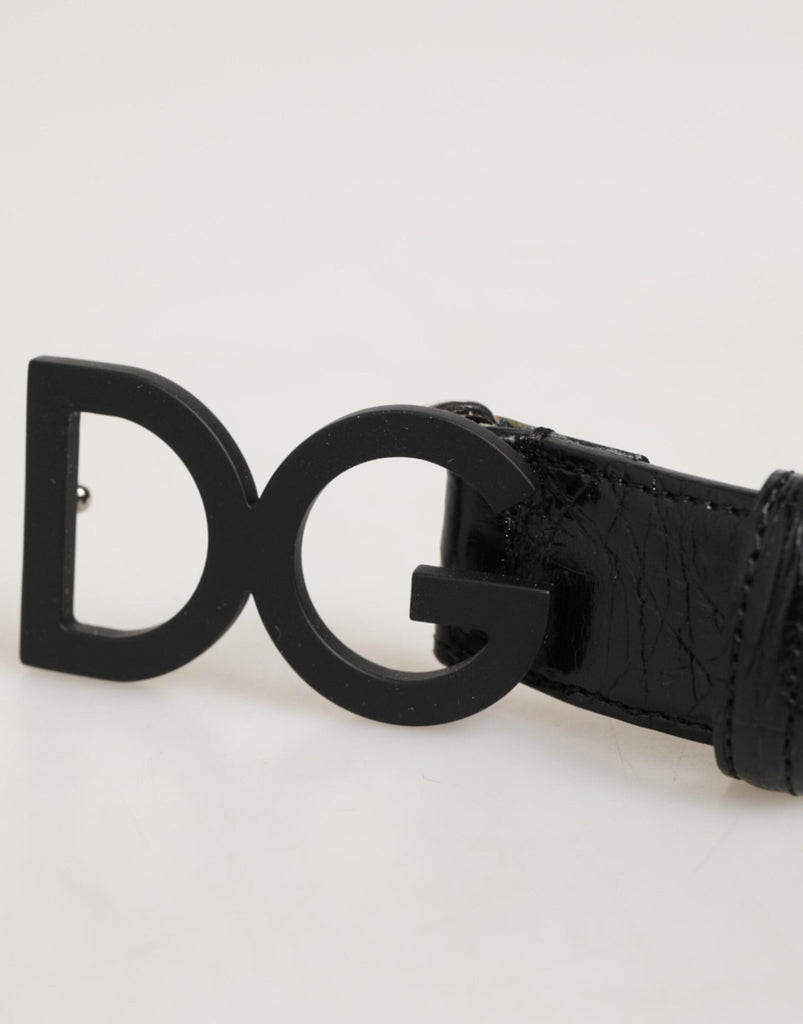 Dolce & Gabbana Black Exotic Leather Metal Logo Buckle Belt - Beyzy Store - Dolce & Gabbana