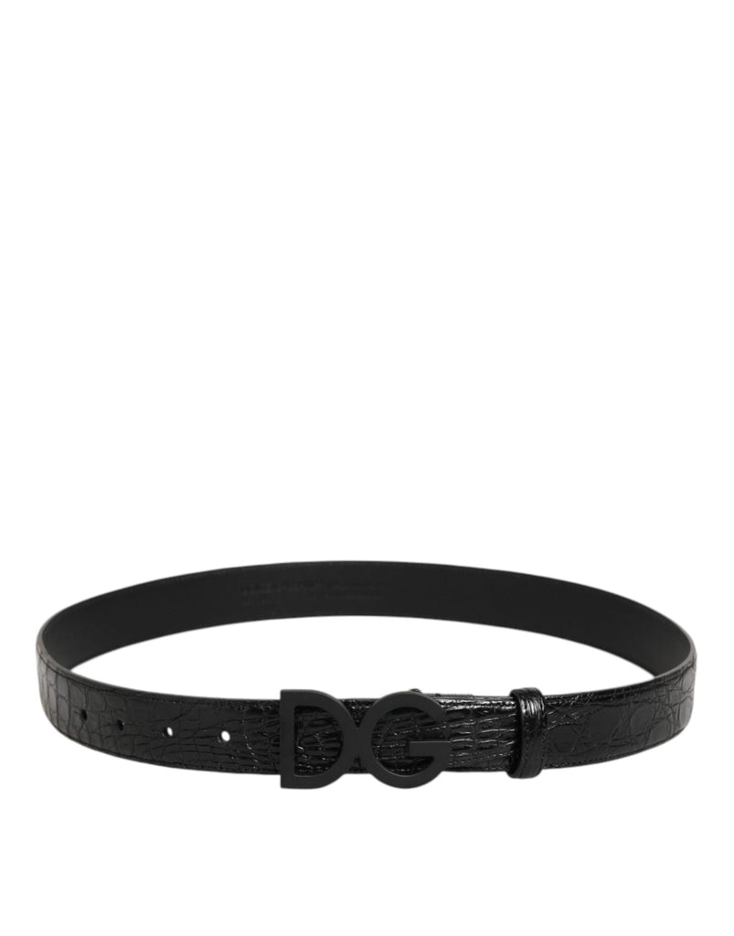 Dolce & Gabbana Black Exotic Leather Metal Logo Buckle Belt - Beyzy Store - Dolce & Gabbana