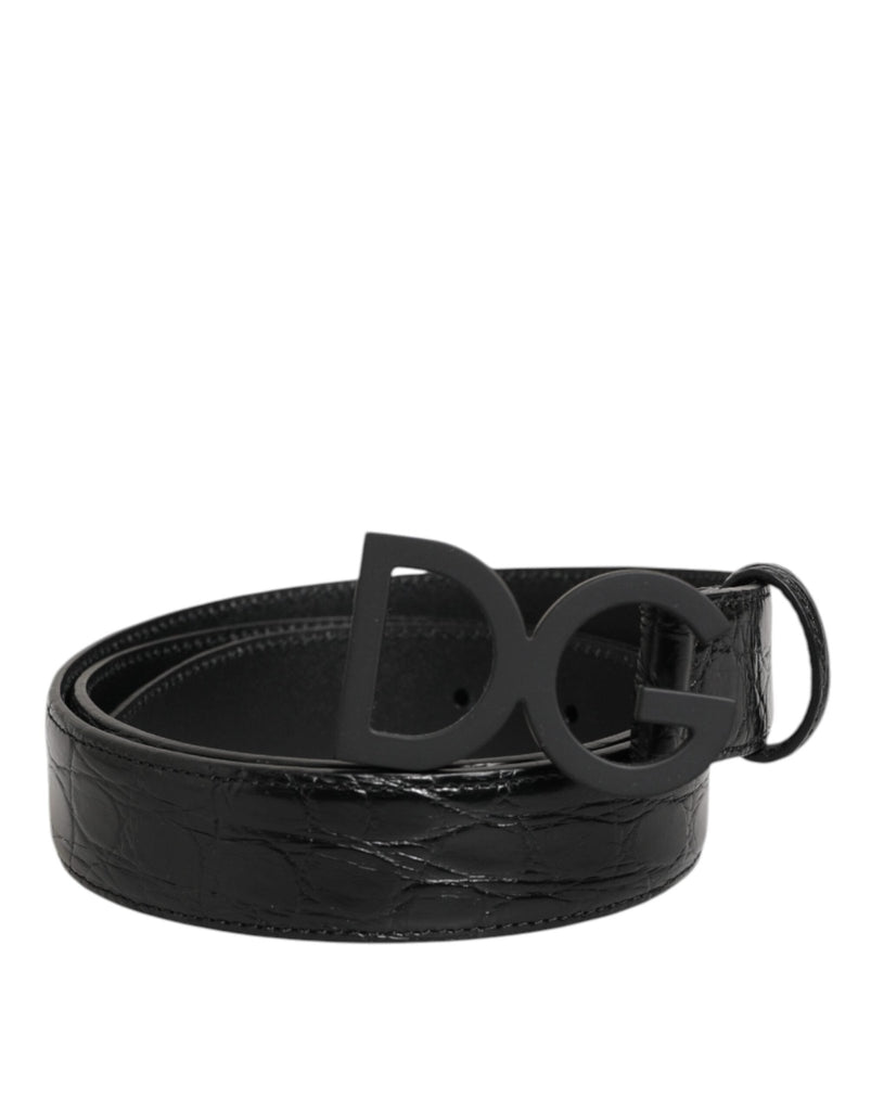 Dolce & Gabbana Black Exotic Leather Metal Logo Buckle Belt - Beyzy Store - Dolce & Gabbana