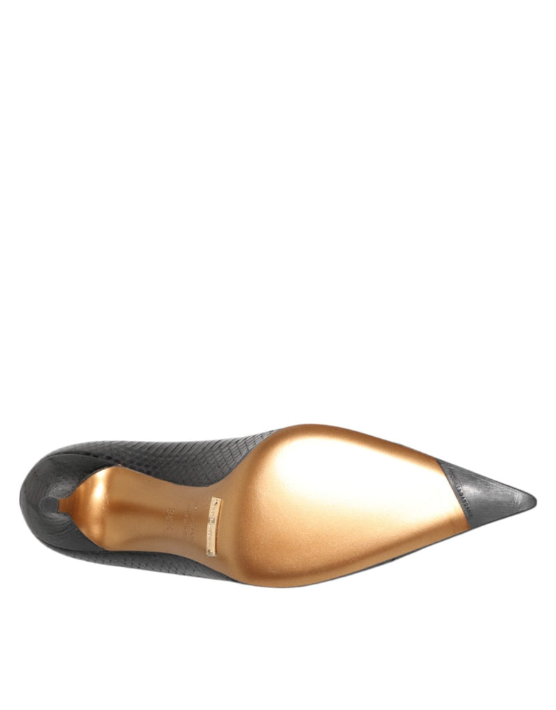 Dolce & Gabbana Black Exotic Leather Stiletto Pumps Shoes - Beyzy Store - Dolce & Gabbana
