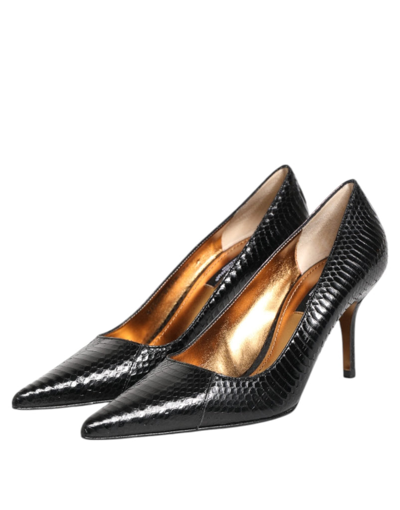Dolce & Gabbana Black Exotic Leather Stiletto Pumps Shoes - Beyzy Store - Dolce & Gabbana
