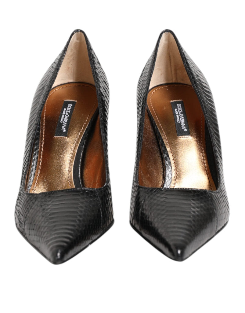 Dolce & Gabbana Black Exotic Leather Stiletto Pumps Shoes - Beyzy Store - Dolce & Gabbana