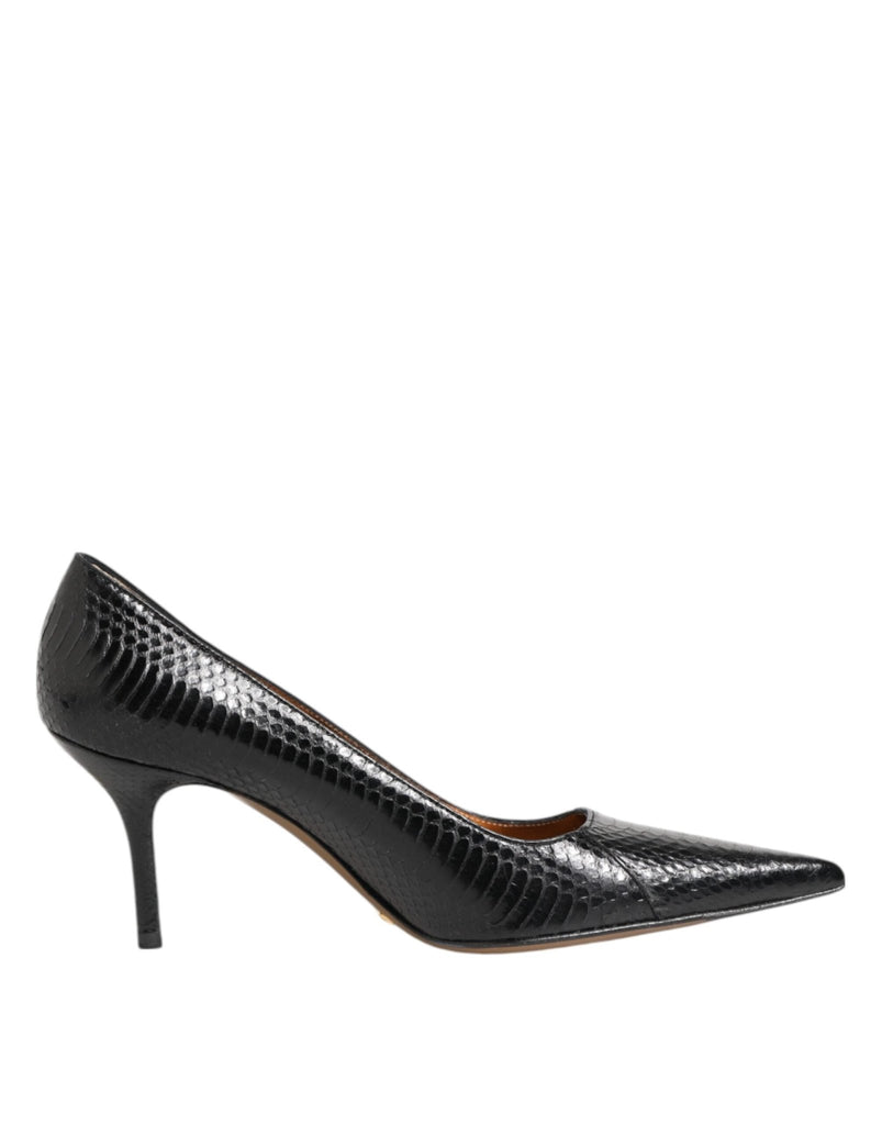 Dolce & Gabbana Black Exotic Leather Stiletto Pumps Shoes - Beyzy Store - Dolce & Gabbana
