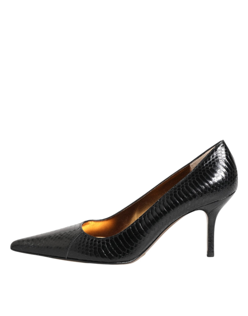 Dolce & Gabbana Black Exotic Leather Stiletto Pumps Shoes - Beyzy Store - Dolce & Gabbana