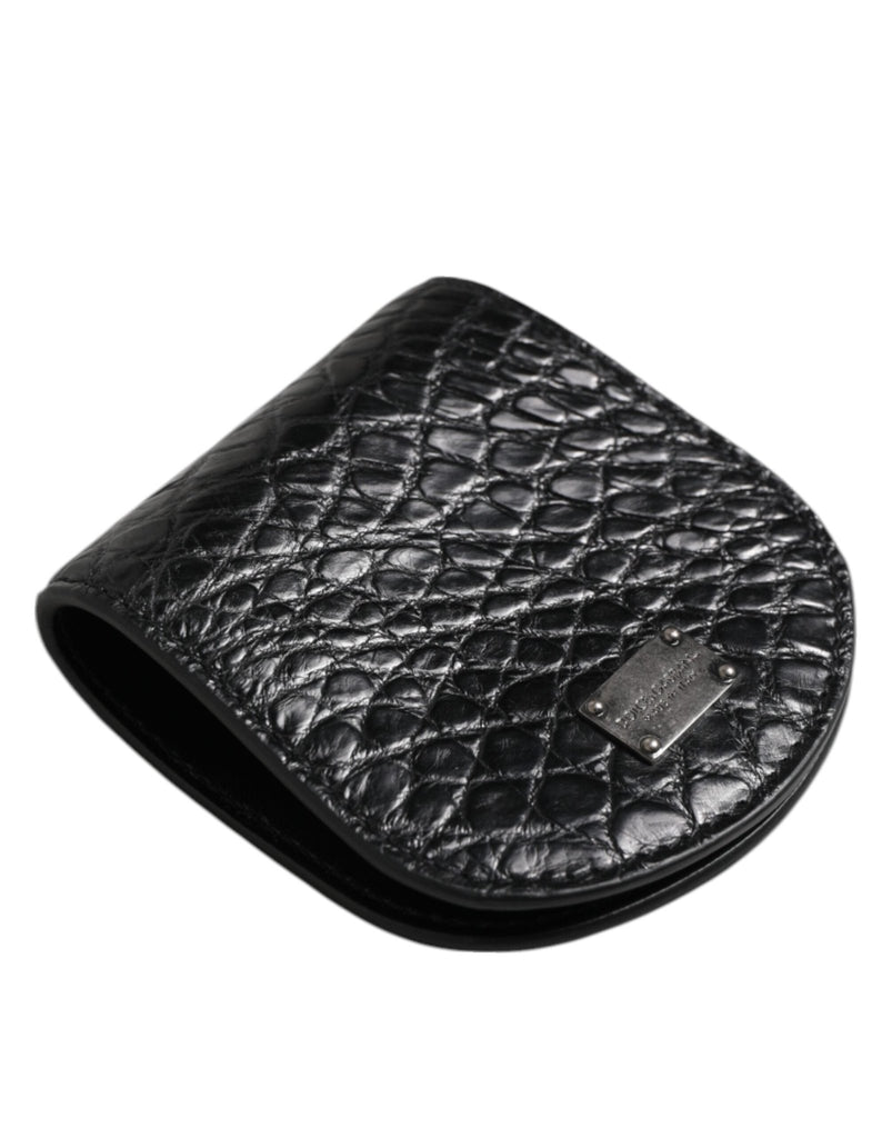 Dolce & Gabbana Black Exotic Skin Coin Condom Case Holder Pocket Wallet - Beyzy Store - Dolce & Gabbana