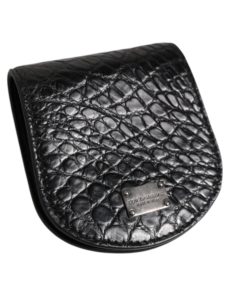 Dolce & Gabbana Black Exotic Skin Coin Condom Case Holder Pocket Wallet - Beyzy Store - Dolce & Gabbana