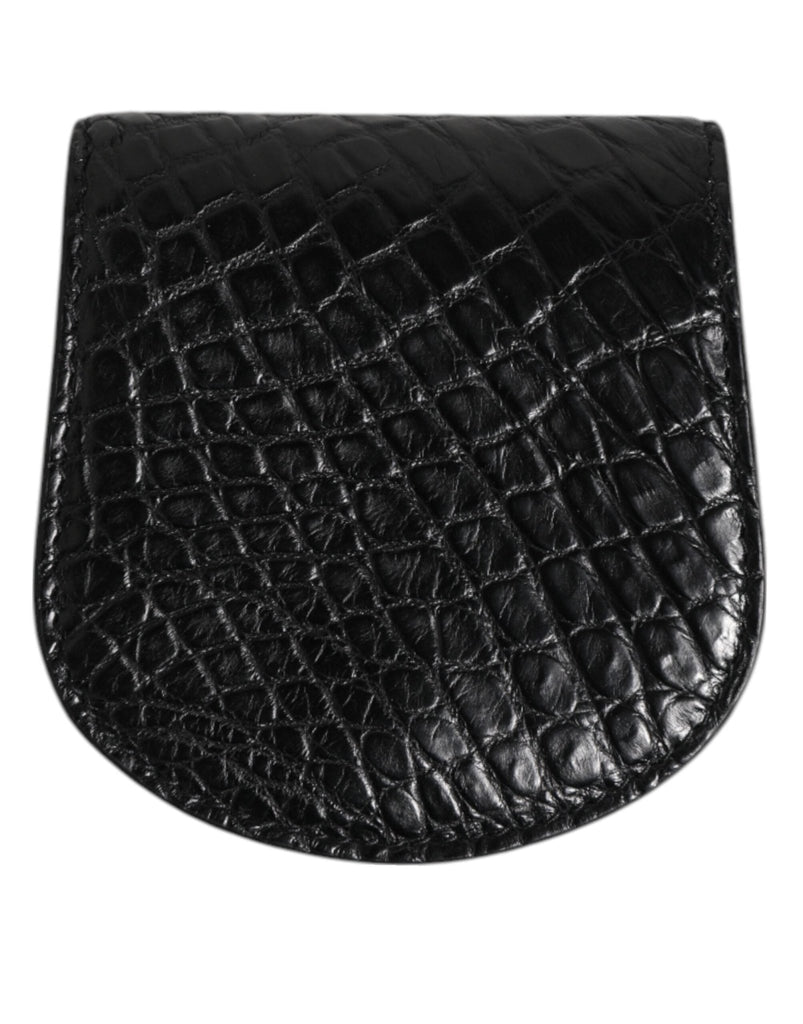 Dolce & Gabbana Black Exotic Skin Coin Condom Case Holder Pocket Wallet - Beyzy Store - Dolce & Gabbana