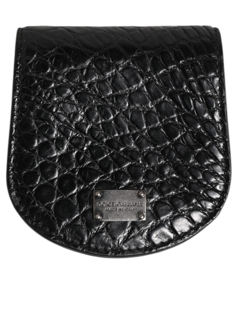 Dolce & Gabbana Black Exotic Skin Coin Condom Case Holder Pocket Wallet - Beyzy Store - Dolce & Gabbana