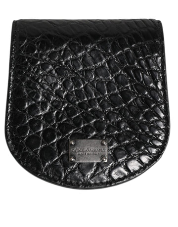 Dolce & Gabbana Black Exotic Skin Coin Condom Case Holder Pocket Wallet - Beyzy Store - Dolce & Gabbana