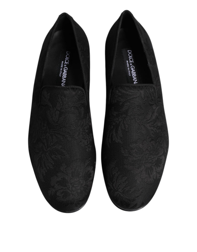 Dolce & Gabbana Black Floral Brocade Loafers Men Dress Shoes - Beyzy Store - Dolce & Gabbana