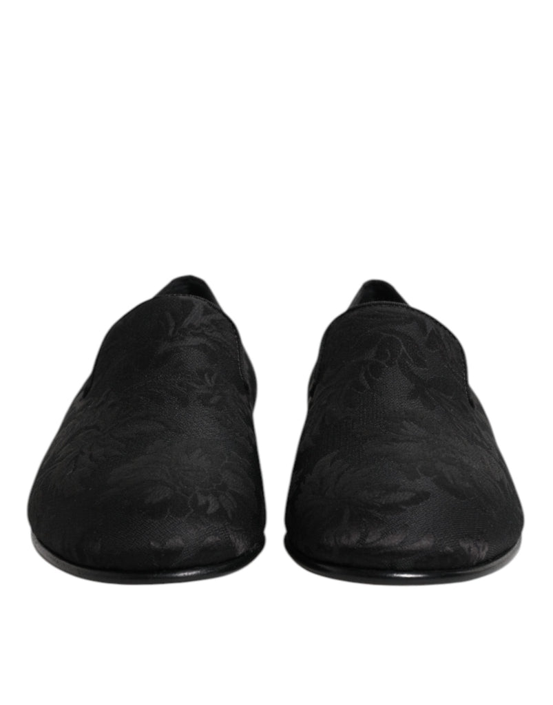 Dolce & Gabbana Black Floral Brocade Loafers Men Dress Shoes - Beyzy Store - Dolce & Gabbana