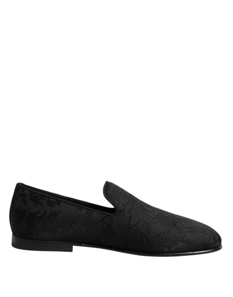 Dolce & Gabbana Black Floral Brocade Loafers Men Dress Shoes - Beyzy Store - Dolce & Gabbana