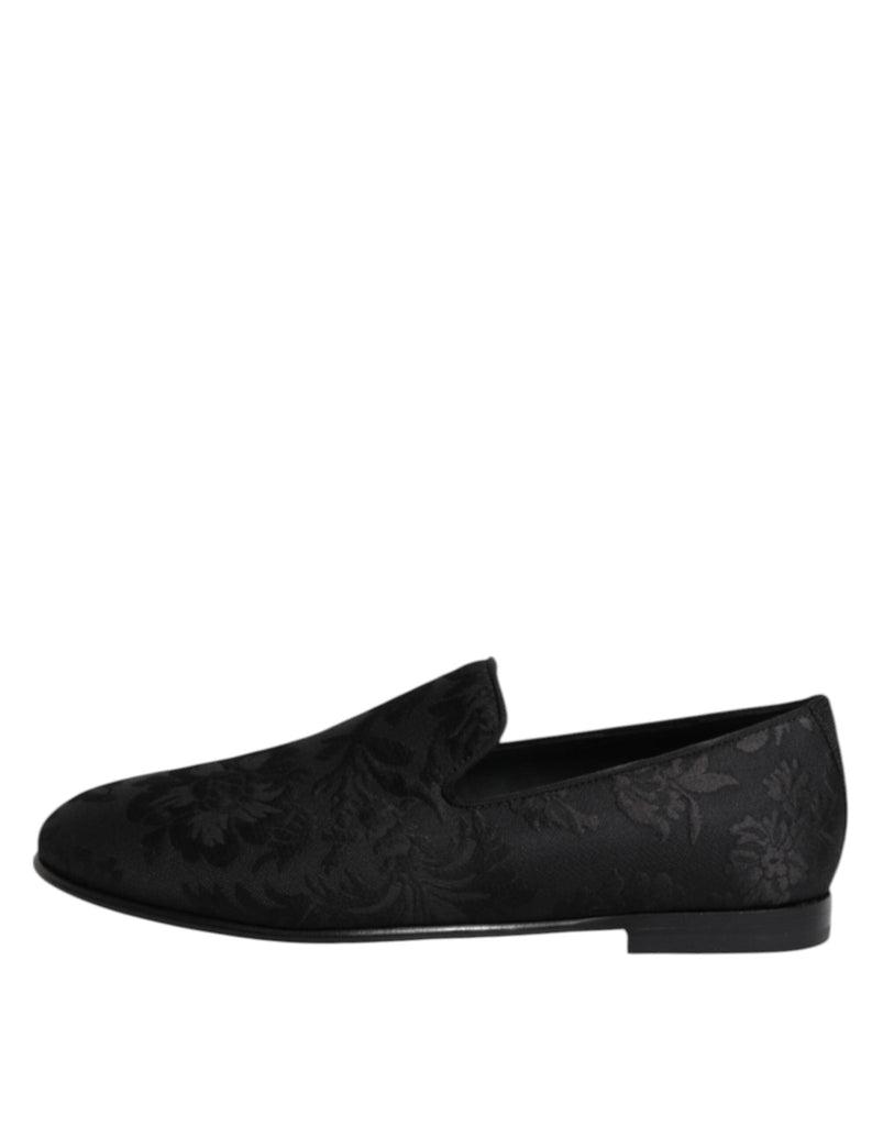 Dolce & Gabbana Black Floral Brocade Loafers Men Dress Shoes - Beyzy Store - Dolce & Gabbana