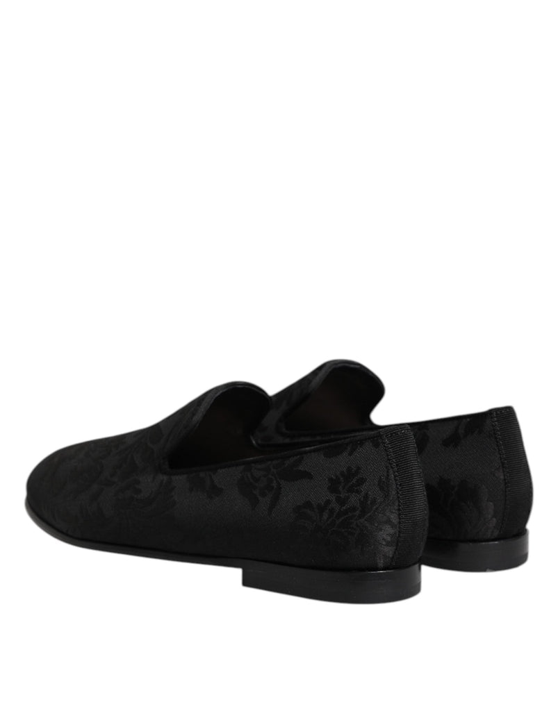 Dolce & Gabbana Black Floral Brocade Loafers Men Dress Shoes - Beyzy Store - Dolce & Gabbana