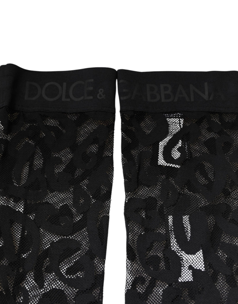 Dolce & Gabbana Black Floral Lace Cotton Stretch Stockings Socks - Beyzy Store - Dolce & Gabbana