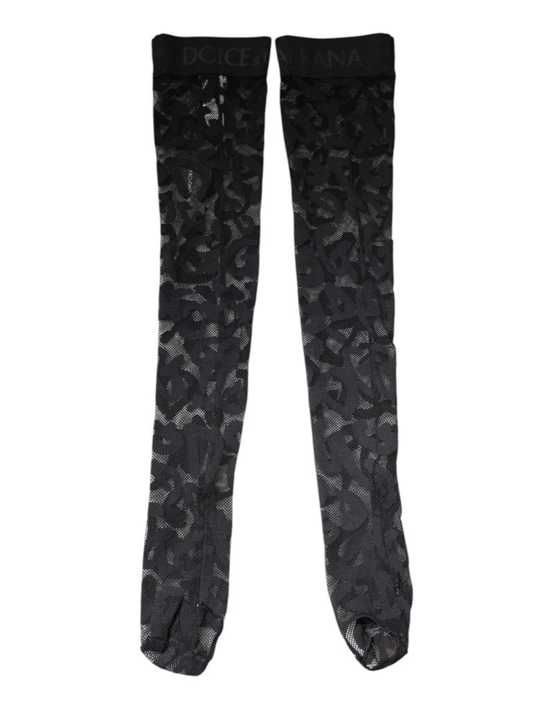 Dolce & Gabbana Black Floral Lace Cotton Stretch Stockings Socks - Beyzy Store - Dolce & Gabbana