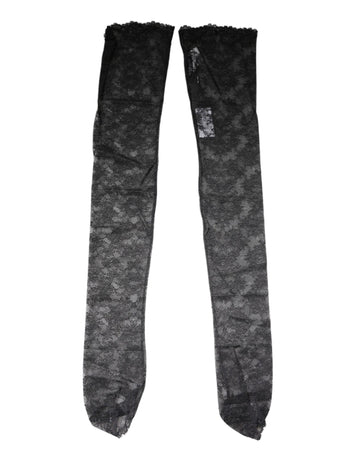 Dolce & Gabbana Black Floral Lace Cotton Stretch Stockings Socks - Beyzy Store - Dolce & Gabbana