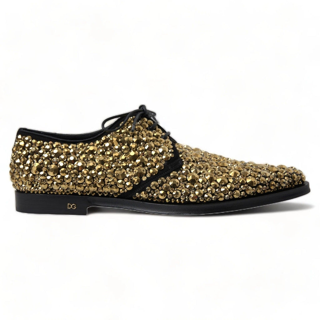 Dolce & Gabbana Black Gold Embellished Derby Shoes - Beyzy Store - Dolce & Gabbana