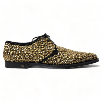 Dolce & Gabbana Black Gold Embellished Derby Shoes - Beyzy Store - Dolce & Gabbana
