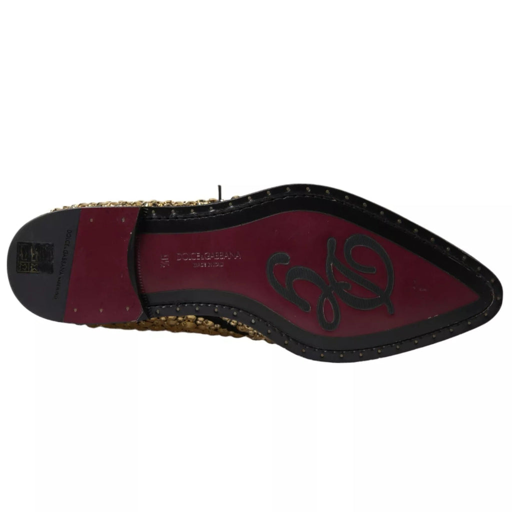 Dolce & Gabbana Black Gold Embellished Derby Shoes - Beyzy Store - Dolce & Gabbana