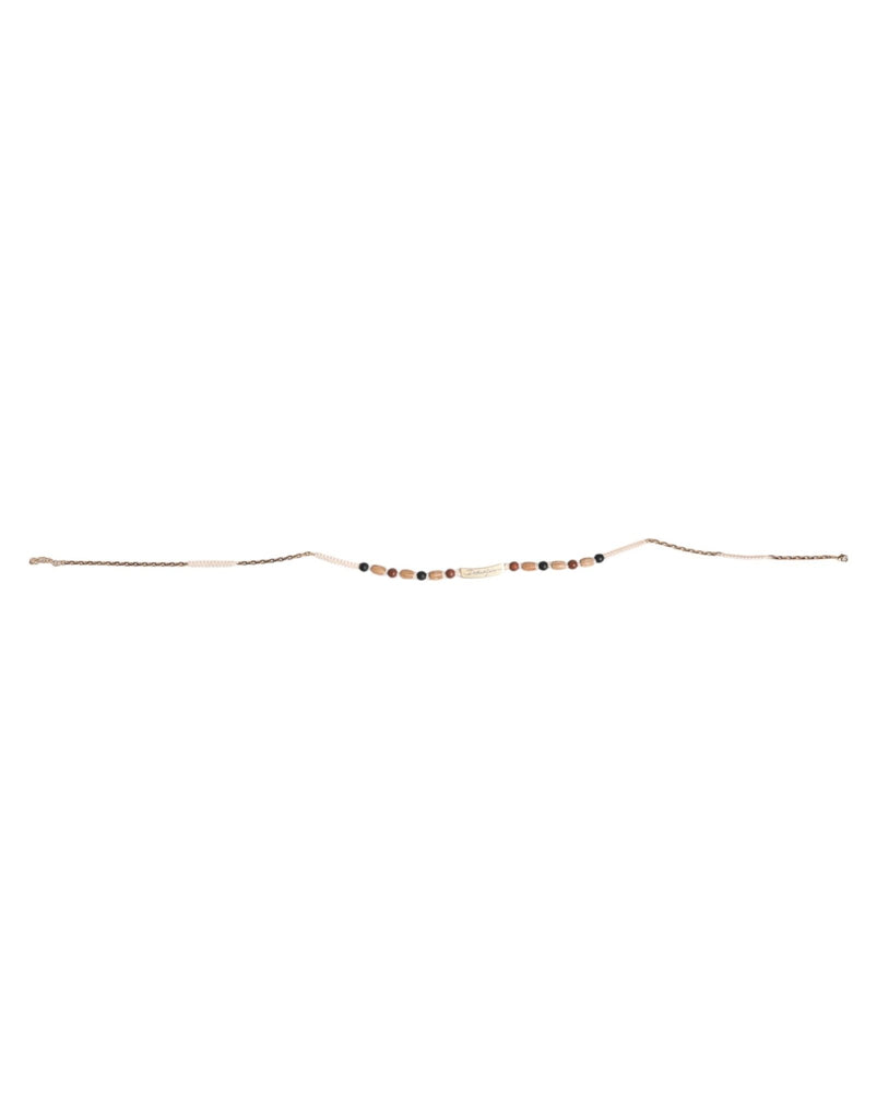 Dolce & Gabbana Black Gold Wooden Beaded Logo Pendant Necklace - Beyzy Store - Dolce & Gabbana