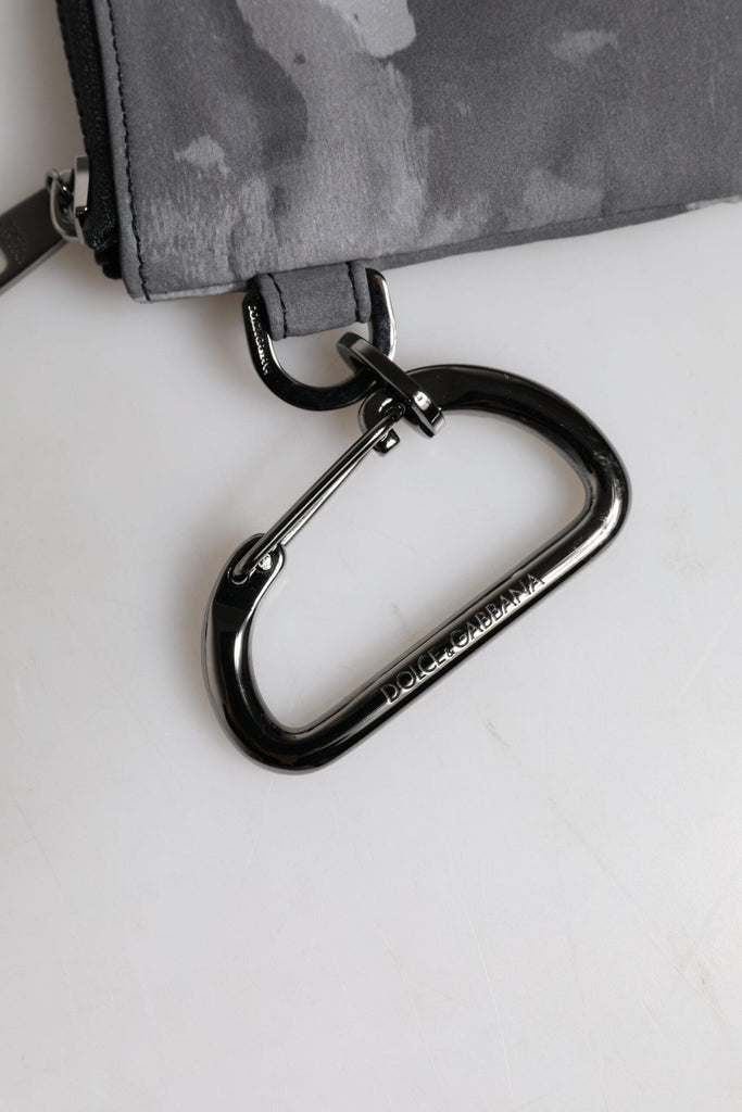 Dolce & Gabbana Black Gray Camouflage Logo Plaque Keyring Pouch Bag - Beyzy Store - Dolce & Gabbana