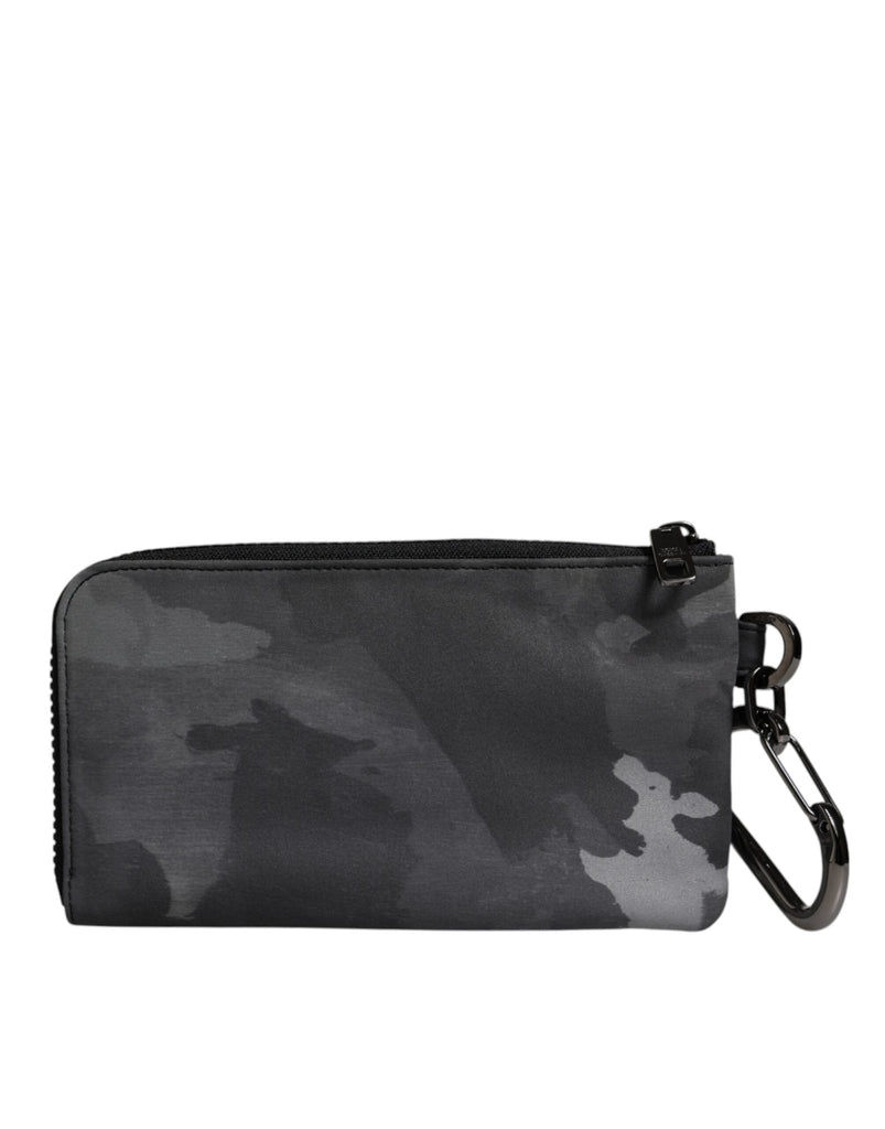 Dolce & Gabbana Black Gray Camouflage Logo Plaque Keyring Pouch Bag - Beyzy Store - Dolce & Gabbana