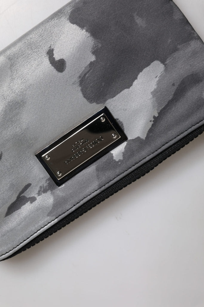 Dolce & Gabbana Black Gray Camouflage Logo Plaque Keyring Pouch Bag - Beyzy Store - Dolce & Gabbana