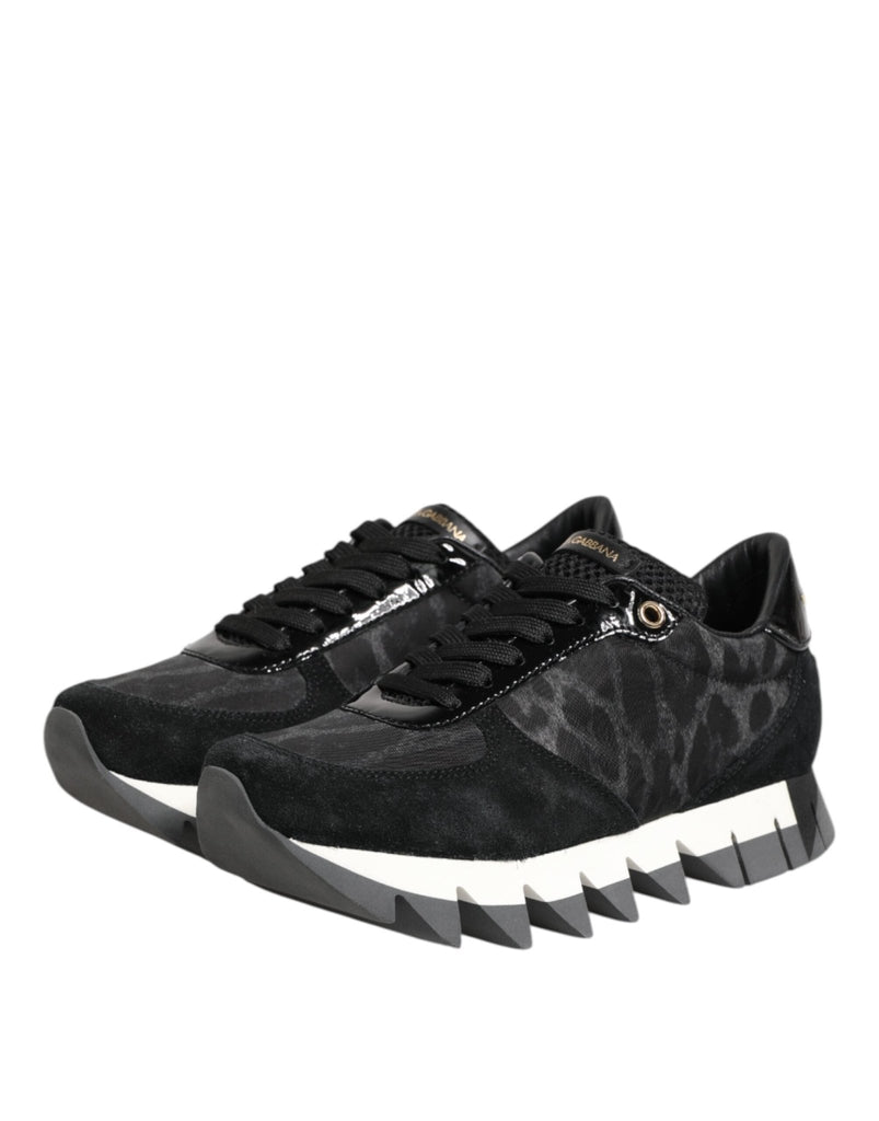 Dolce & Gabbana Black Gray Leopard Low Top Sneakers Shoes - Beyzy Store - Dolce & Gabbana