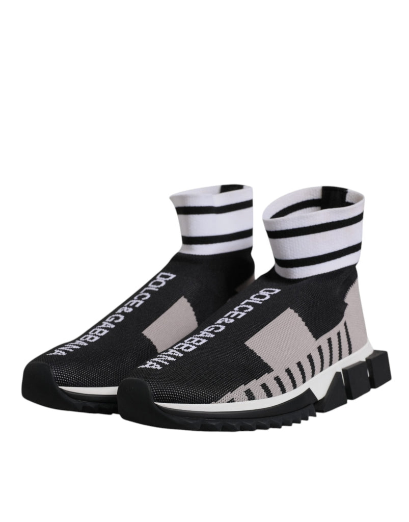 Dolce & Gabbana Black Gray Sorrento Socks Men Sneakers Shoes - Beyzy Store - Dolce & Gabbana