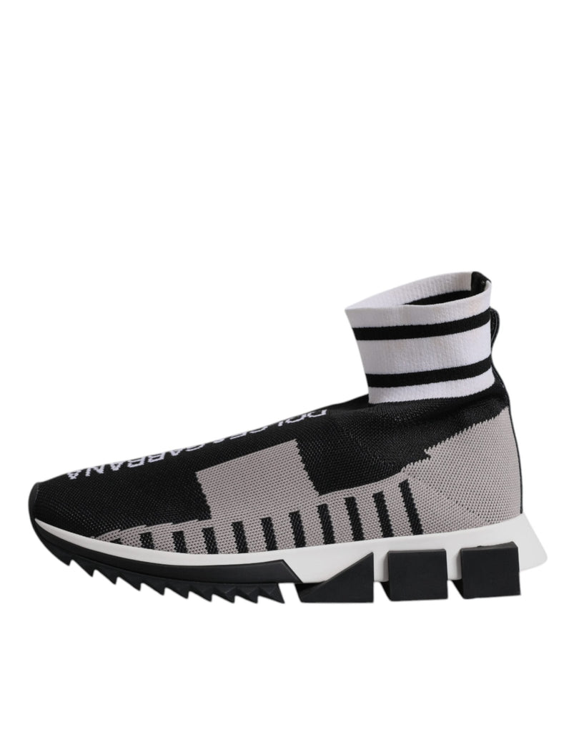 Dolce & Gabbana Black Gray Sorrento Socks Men Sneakers Shoes - Beyzy Store - Dolce & Gabbana