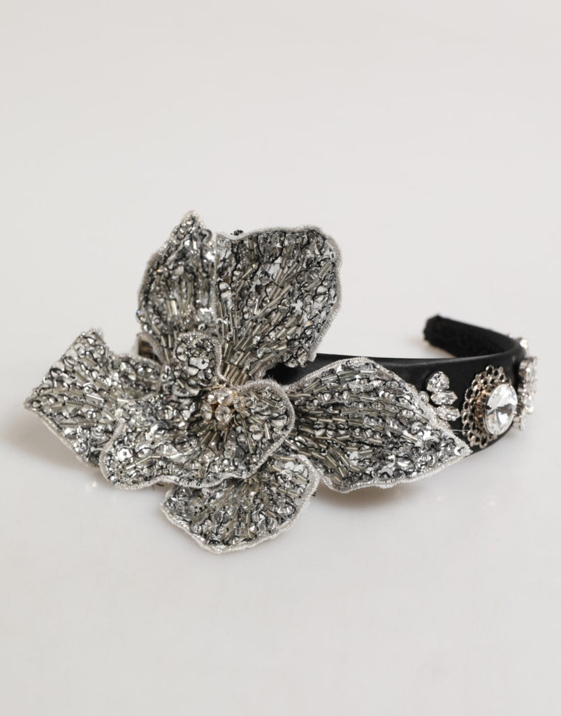 Dolce & Gabbana Black Hair Flower Crystal LIMONI Women Headband Diadem - Beyzy Store - Dolce & Gabbana