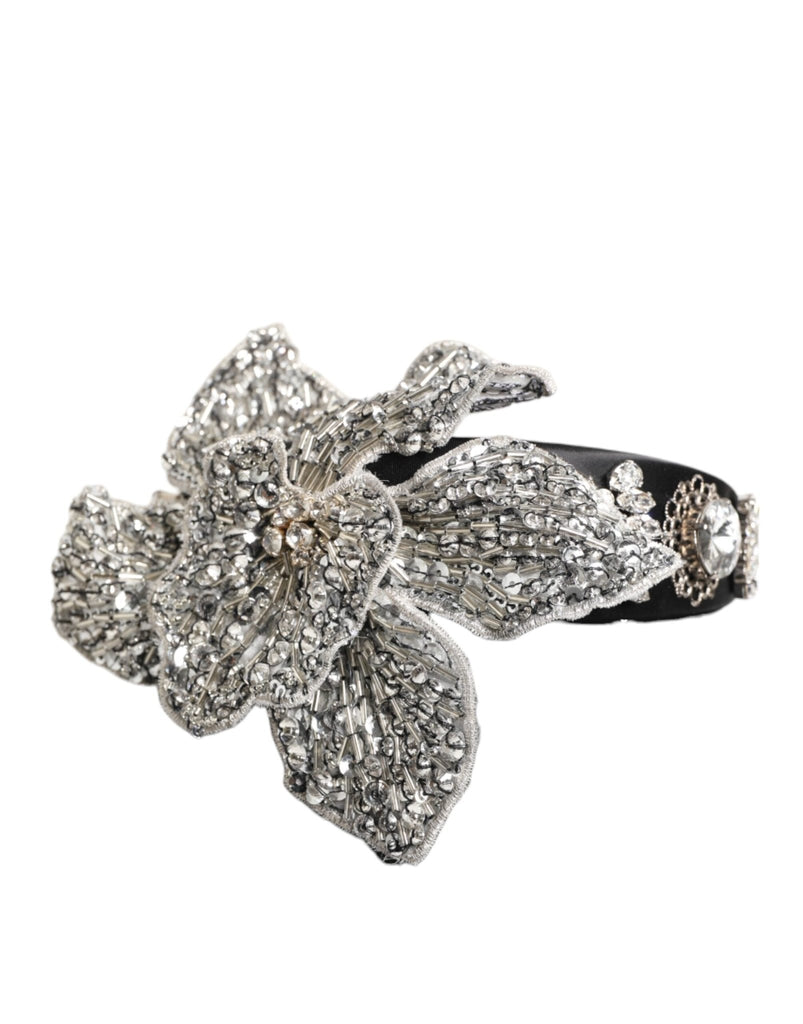 Dolce & Gabbana Black Hair Flower Crystal LIMONI Women Headband Diadem - Beyzy Store - Dolce & Gabbana