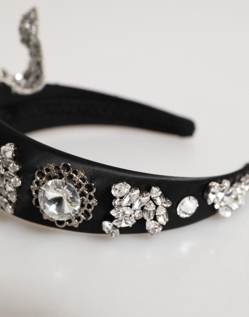 Dolce & Gabbana Black Hair Flower Crystal LIMONI Women Headband Diadem - Beyzy Store - Dolce & Gabbana