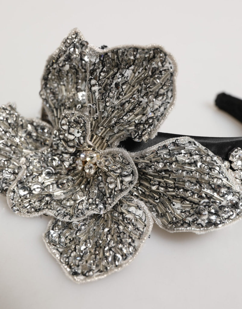 Dolce & Gabbana Black Hair Flower Crystal LIMONI Women Headband Diadem - Beyzy Store - Dolce & Gabbana