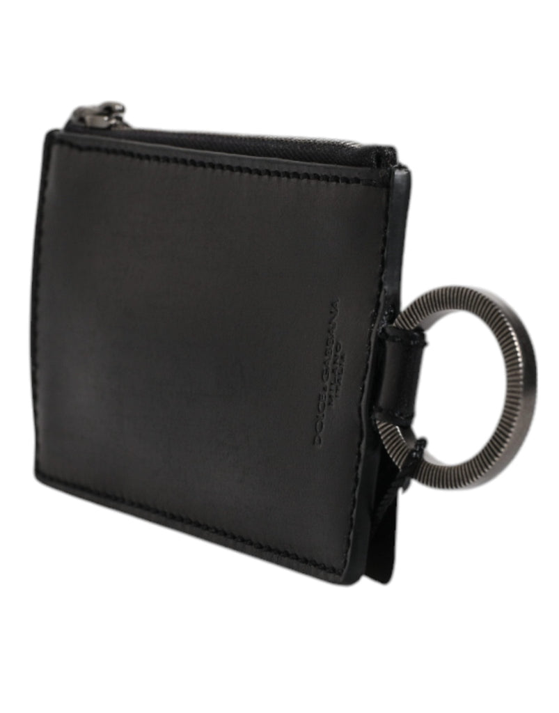 Dolce & Gabbana Black Horse Leather Lanyard Logo Card Holder Wallet - Beyzy Store - Dolce & Gabbana