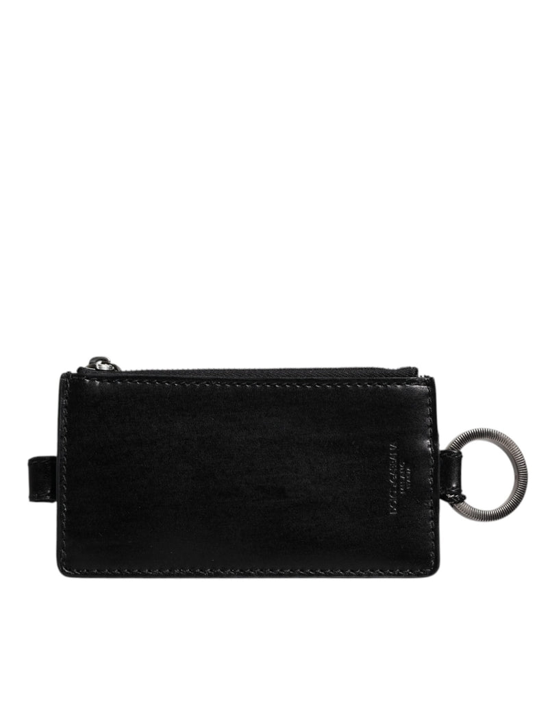 Dolce & Gabbana Black Horse Leather Lanyard Logo Card Holder Wallet - Beyzy Store - Dolce & Gabbana