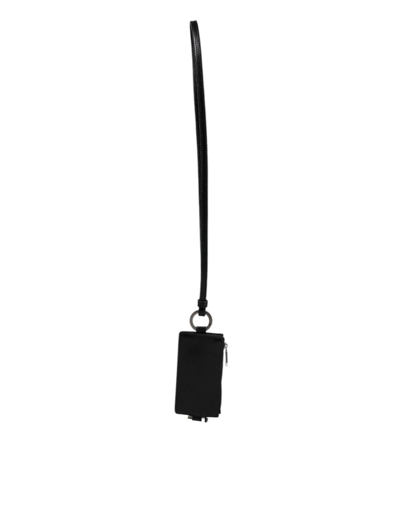Dolce & Gabbana Black Horse Leather Lanyard Logo Card Holder Wallet - Beyzy Store - Dolce & Gabbana