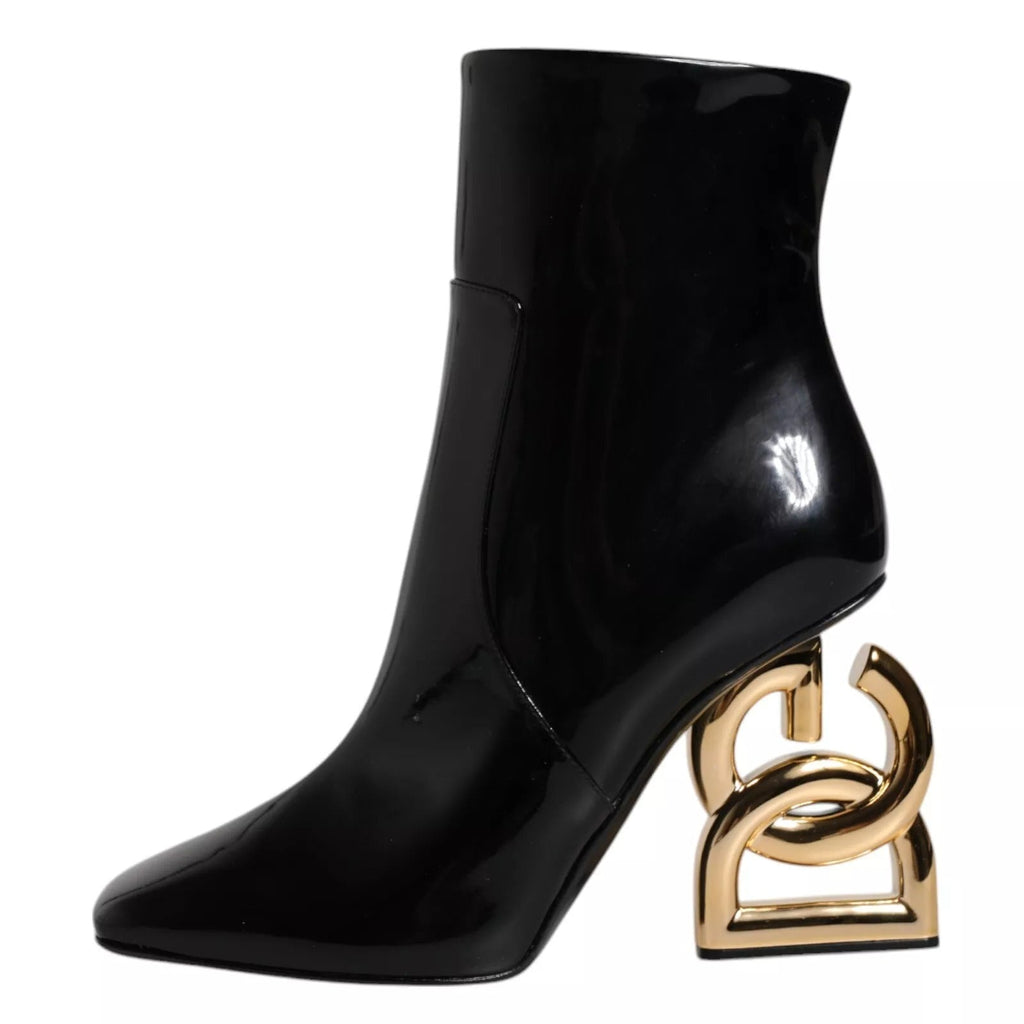 Dolce & Gabbana Black Jackie Leather Mid Calf Boots Shoes - Beyzy Store - Dolce & Gabbana