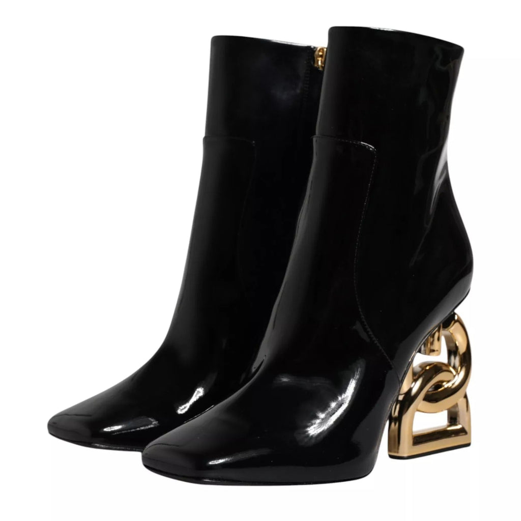 Dolce & Gabbana Black Jackie Leather Mid Calf Boots Shoes - Beyzy Store - Dolce & Gabbana