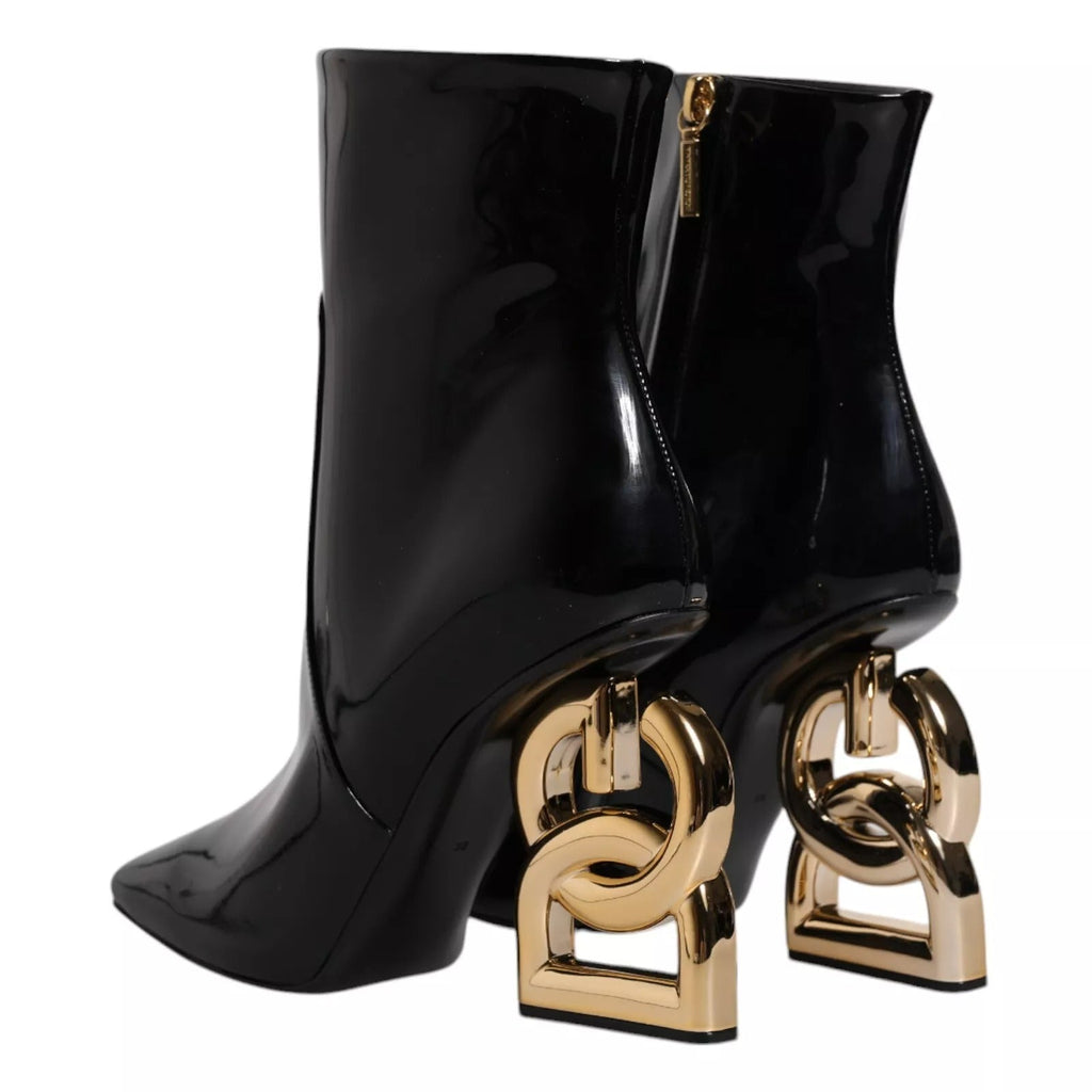 Dolce & Gabbana Black Jackie Leather Mid Calf Boots Shoes - Beyzy Store - Dolce & Gabbana