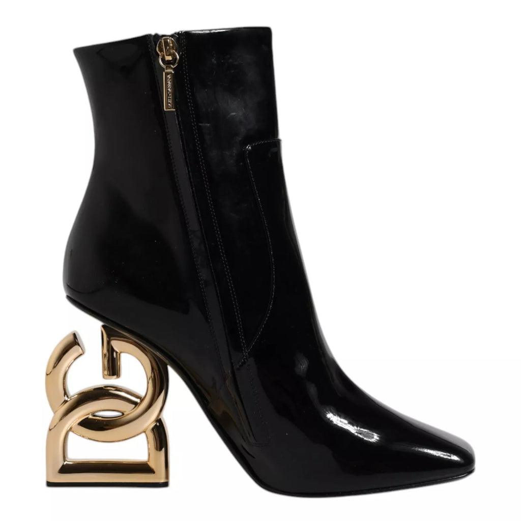 Dolce & Gabbana Black Jackie Leather Mid Calf Boots Shoes - Beyzy Store - Dolce & Gabbana